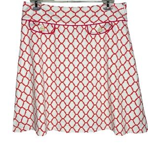 J. McLaughlin skirt white coral patterned women’s size 6 stretchy made in USA
